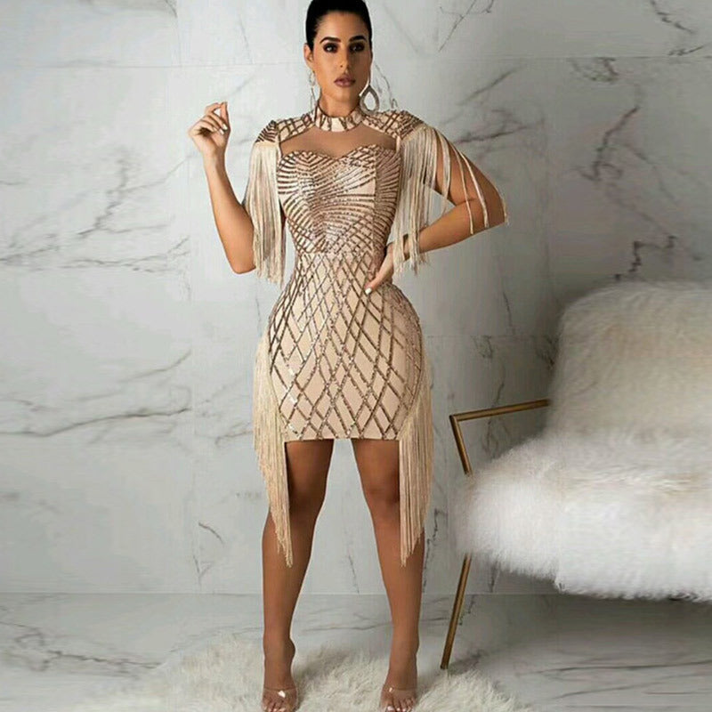 Fashion Elegant Sexy Sequins Nightclub Beaded Dress