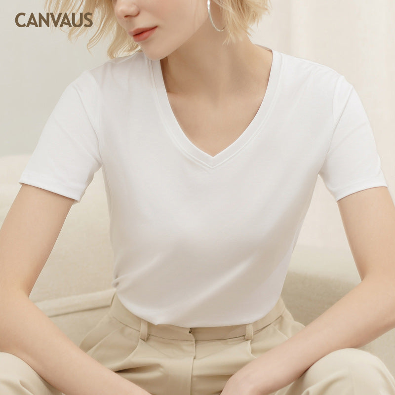 Innovative Women's Summer Short-sleeved Mercerized Cotton Women's T-shirt