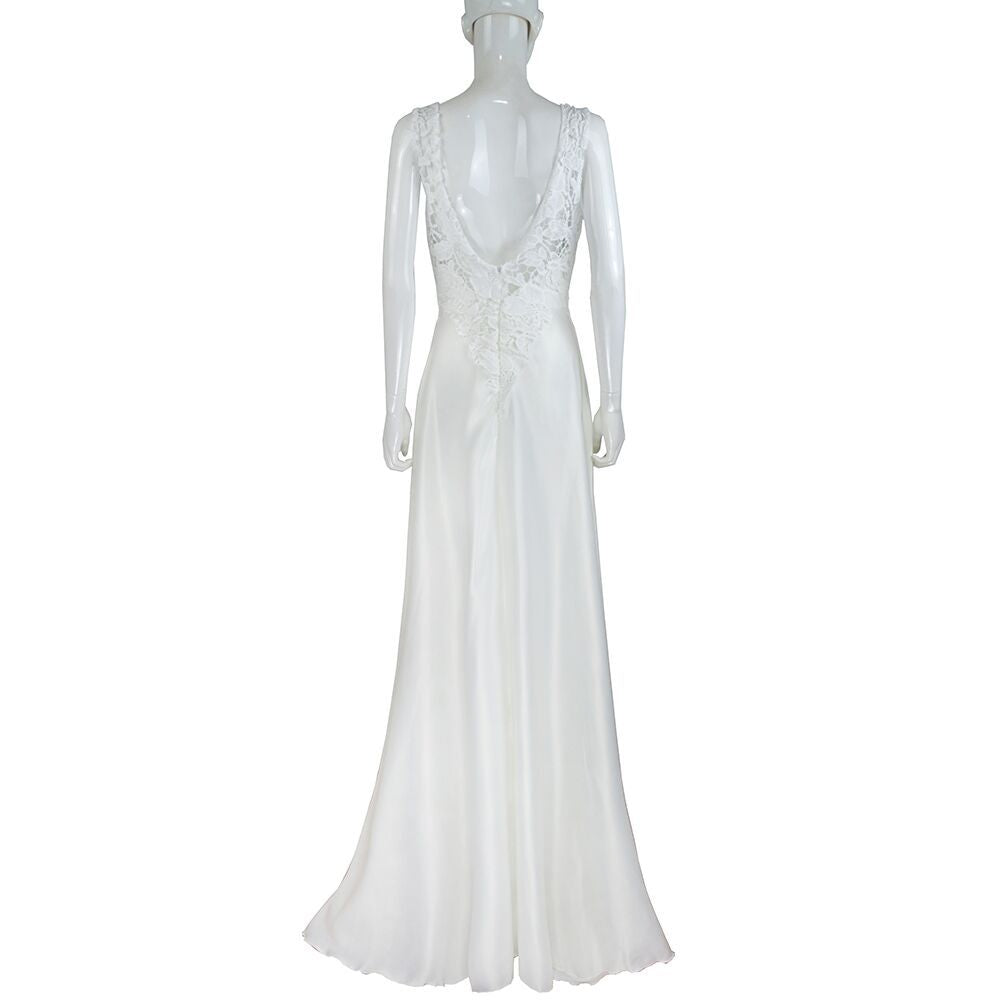 Women's Color Lace Splicing Sling Hollow Backless Toast Dress