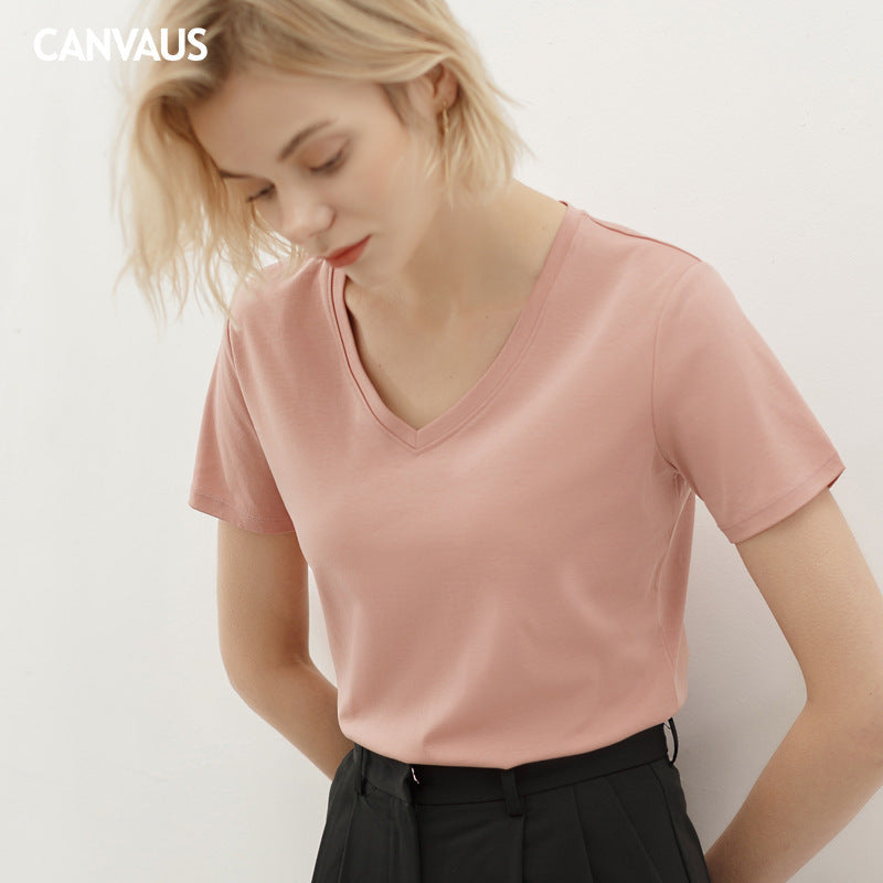 Innovative Women's Summer Short-sleeved Mercerized Cotton Women's T-shirt