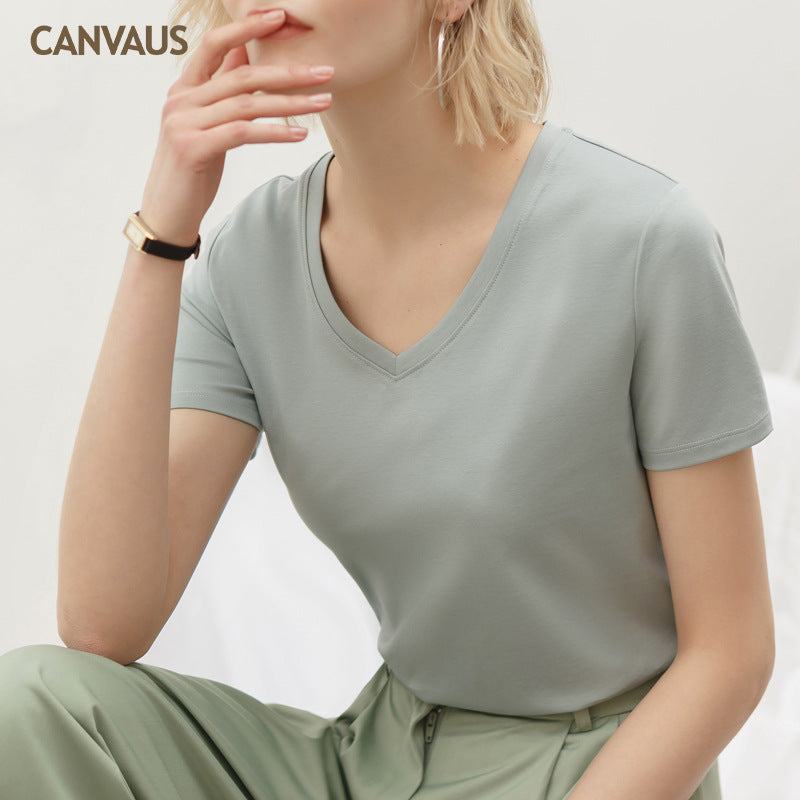 Innovative Women's Summer Short-sleeved Mercerized Cotton Women's T-shirt