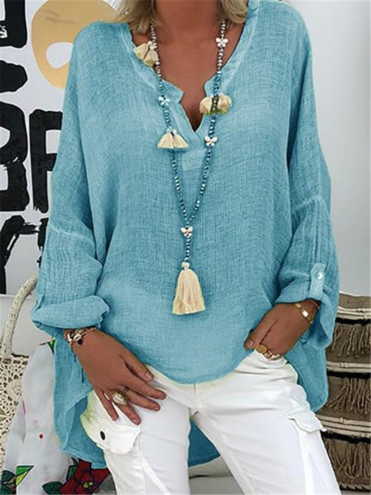 Trendy Creative Attractive Solid Color Long-sleeved Blouse