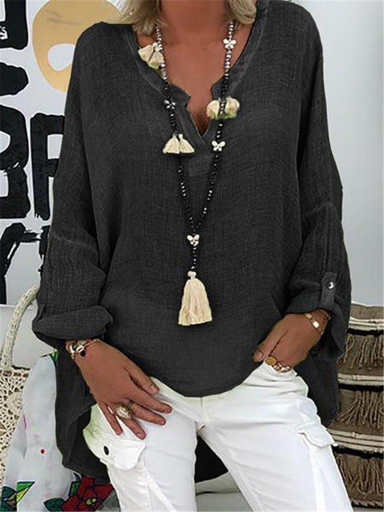 Trendy Creative Attractive Solid Color Long-sleeved Blouse