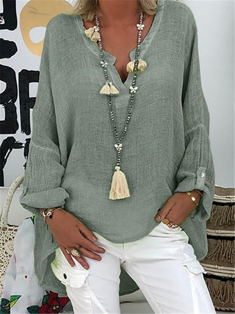 Trendy Creative Attractive Solid Color Long-sleeved Blouse
