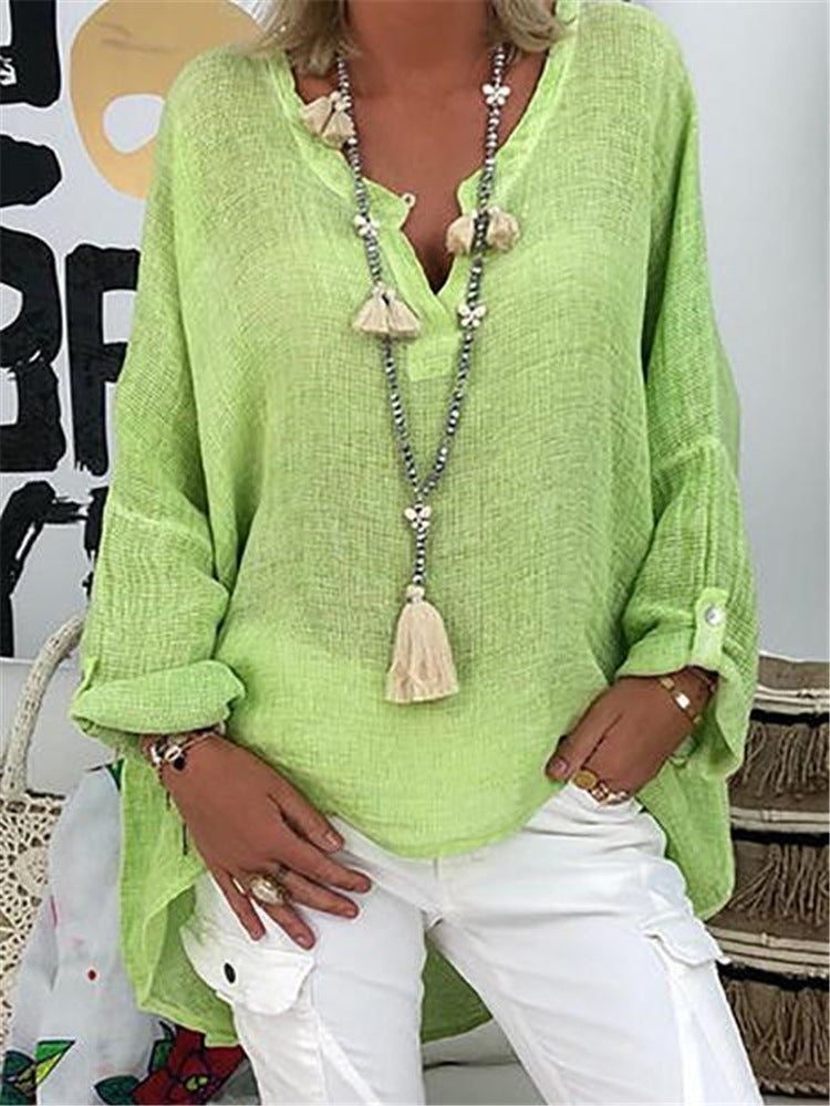 Trendy Creative Attractive Solid Color Long-sleeved Blouse