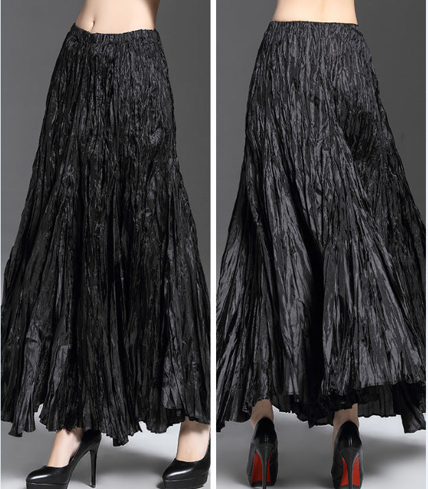 Color Large High Waist Slimming Elastic Casual Skirt