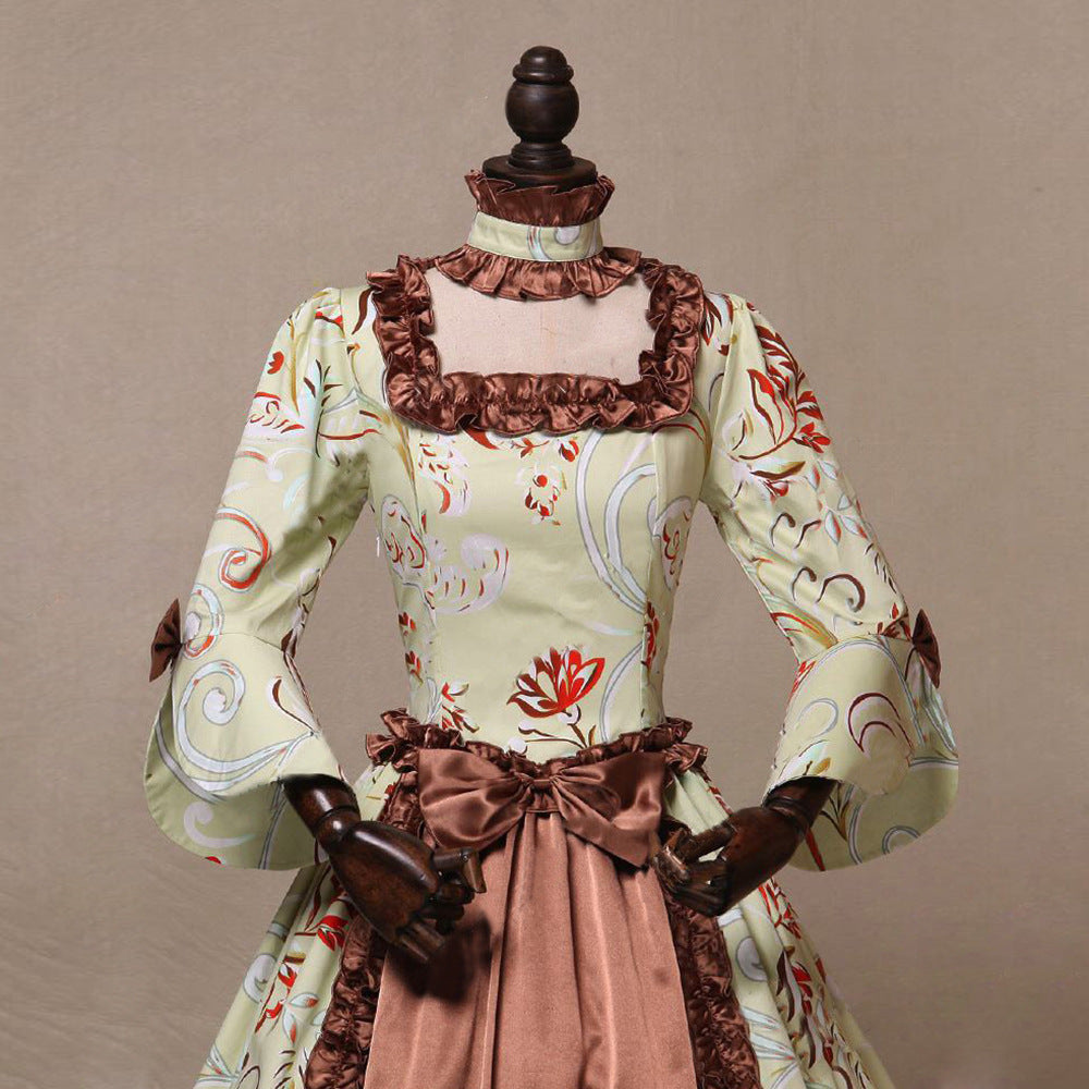 Sleeve Printed Elegant Court Retro Large Dress