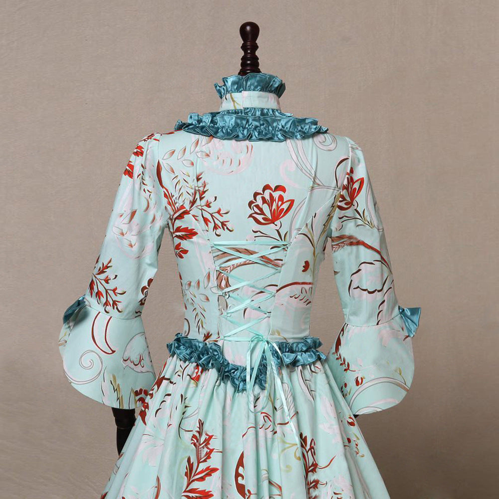 Sleeve Printed Elegant Court Retro Large Dress
