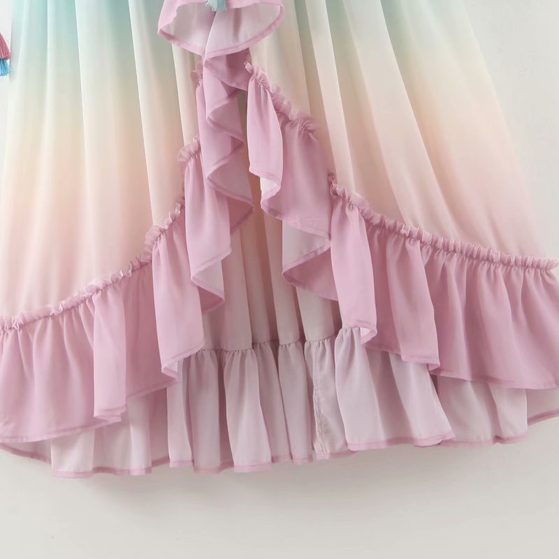Women's Versatile Slimming Gradient Color Tassel Holiday Dress