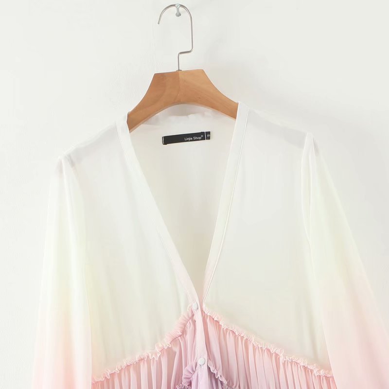 Women's Versatile Slimming Gradient Color Tassel Holiday Dress