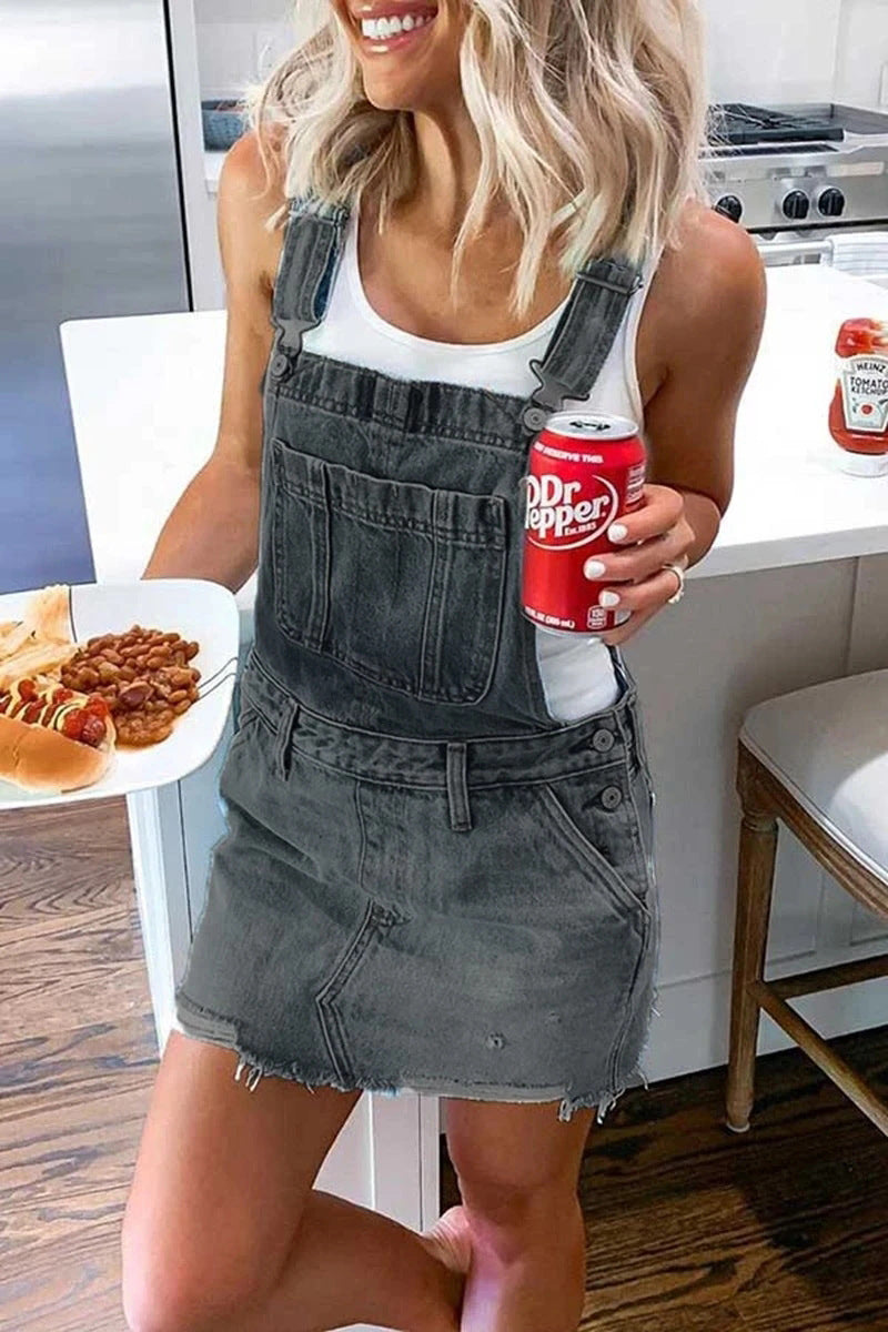 Stylish Women's Denim Suspender Slimming Dress Women's Jeans
