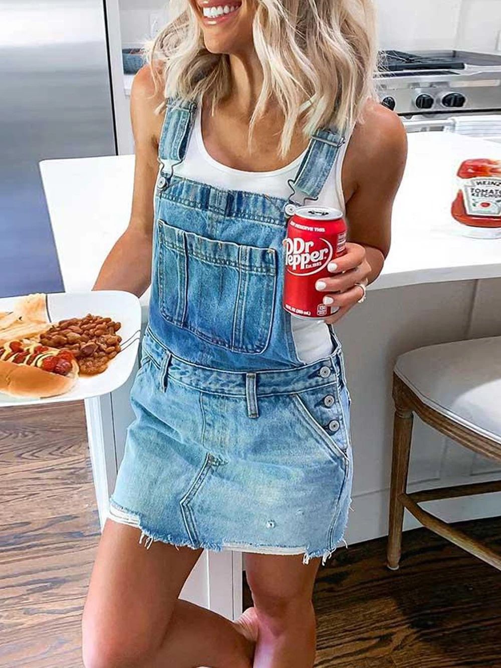 Stylish Women's Denim Suspender Slimming Dress Women's Jeans