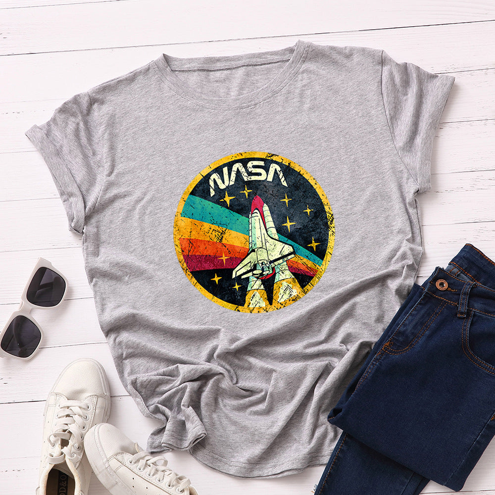 Women's Loose Round Neck Cotton Short-sleeved Women's T-shirt