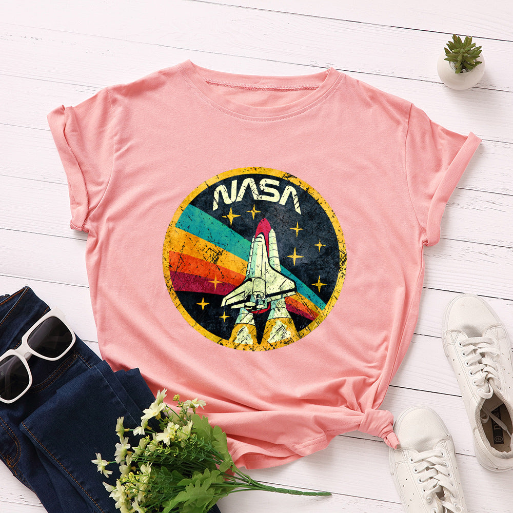 Women's Loose Round Neck Cotton Short-sleeved Women's T-shirt