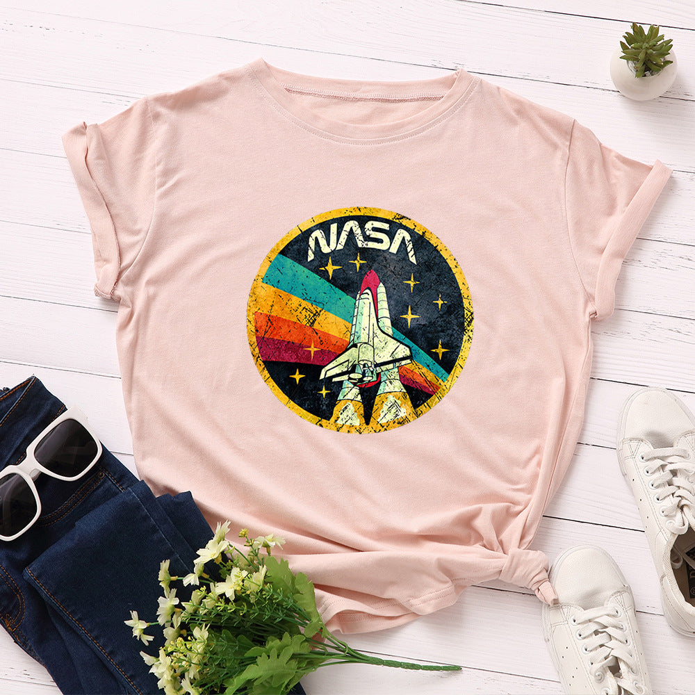 Women's Loose Round Neck Cotton Short-sleeved Women's T-shirt