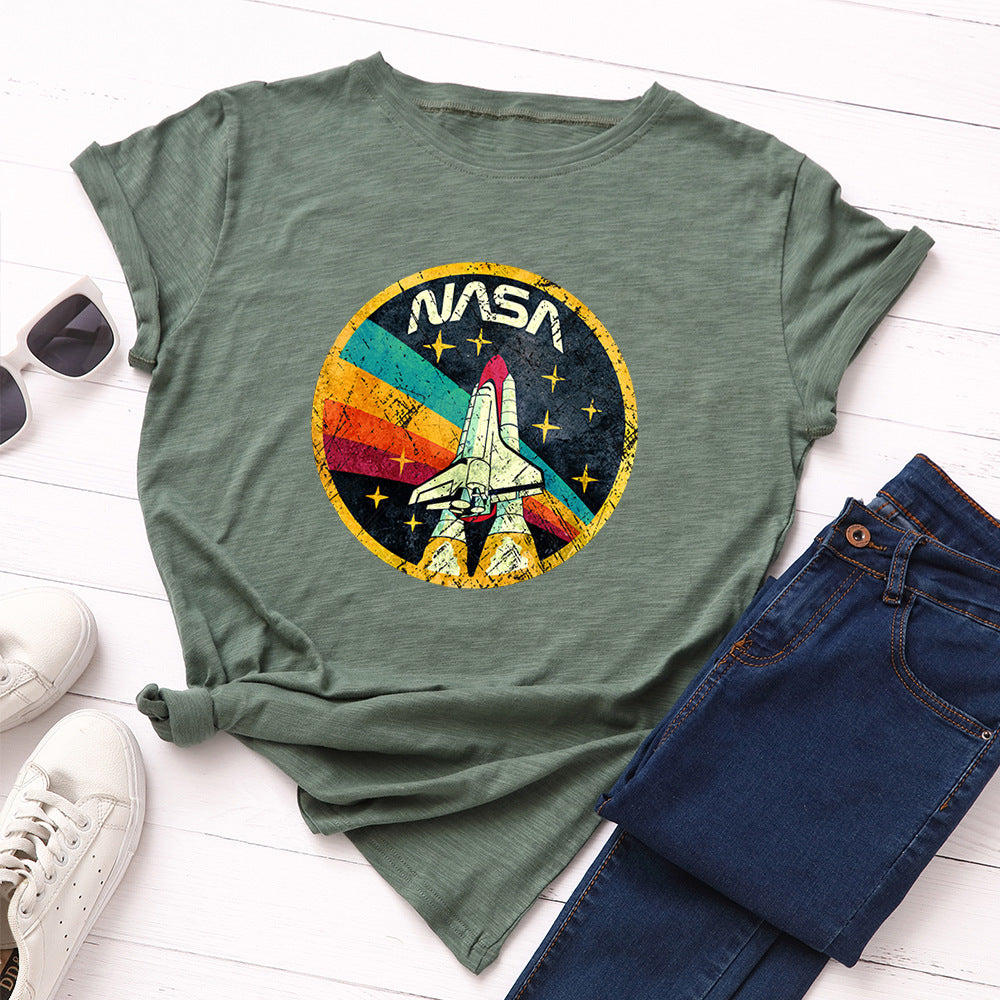 Women's Loose Round Neck Cotton Short-sleeved Women's T-shirt