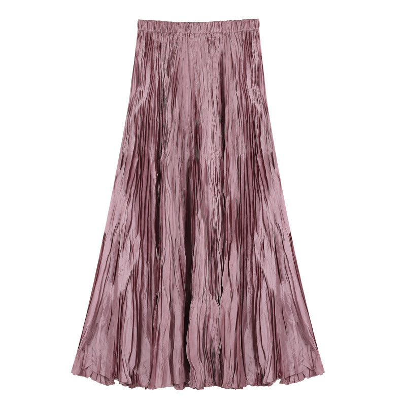 Color Large High Waist Slimming Elastic Casual Skirt