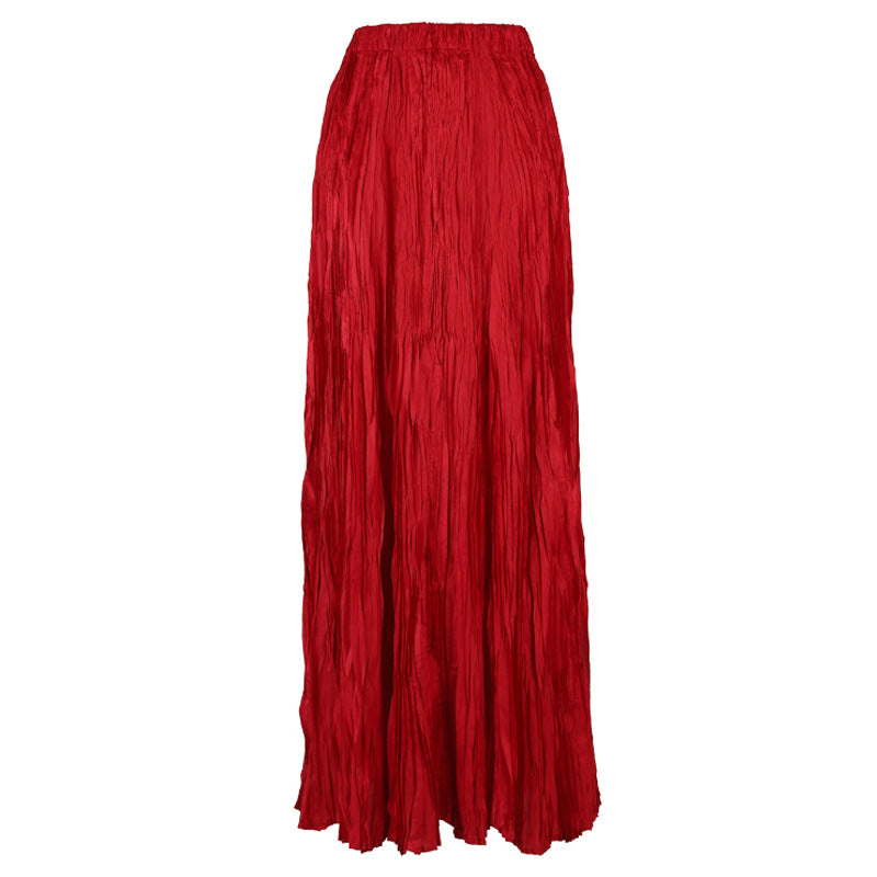 Color Large High Waist Slimming Elastic Casual Skirt