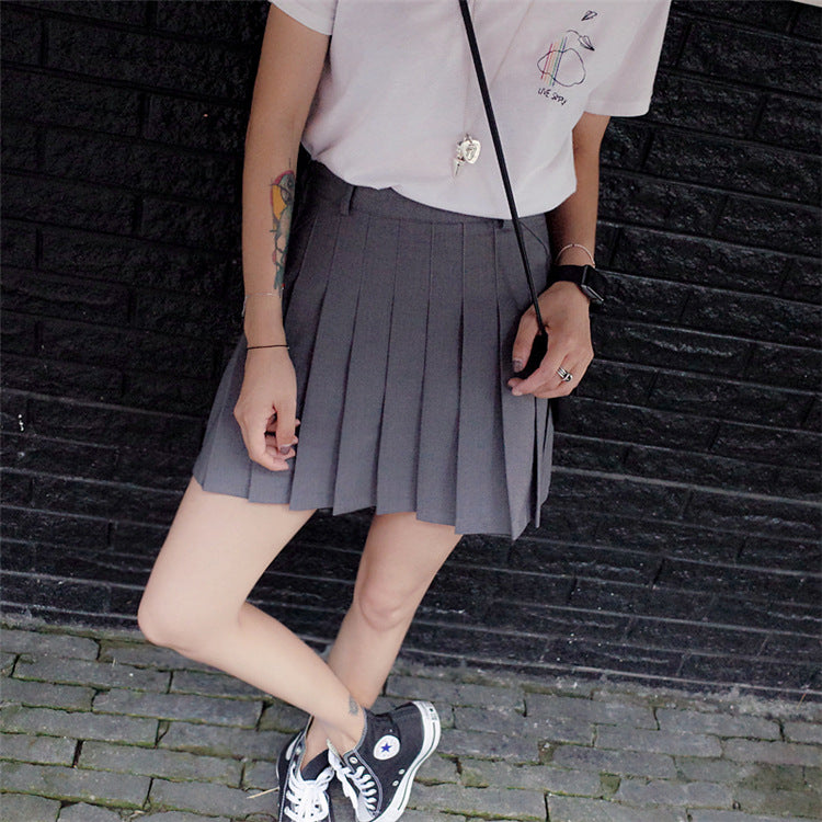 Women's Long-term Street Style High Waist Pleated Small A- Line Skirt