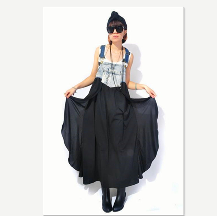 Fashion Ruffles Long Loose Large Denim Dress
