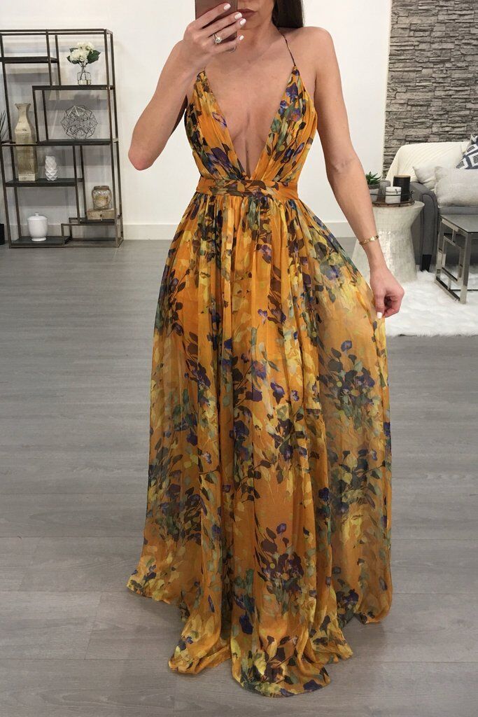 Elegant Versatile Casual Deep Backless Chiffon Dress
