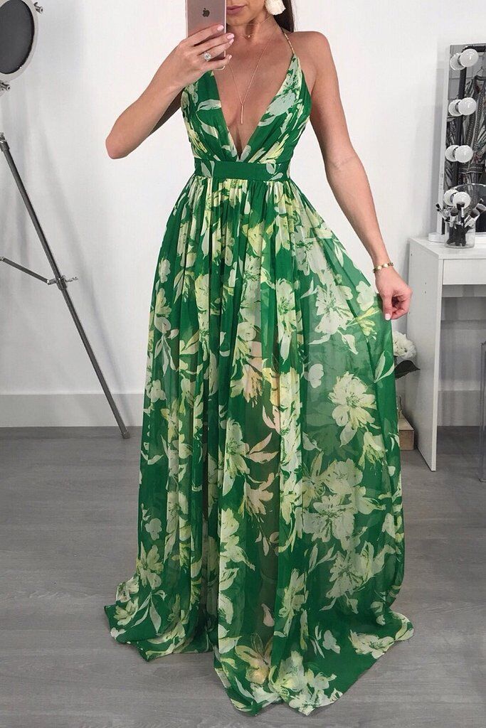 Elegant Versatile Casual Deep Backless Chiffon Dress