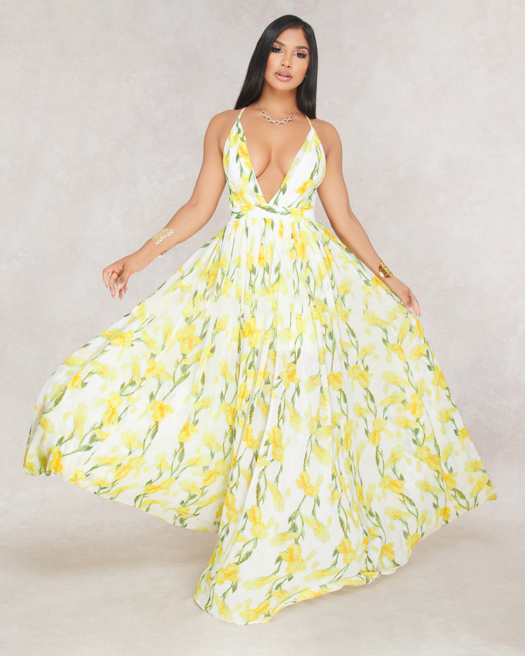 Elegant Versatile Casual Deep Backless Chiffon Dress