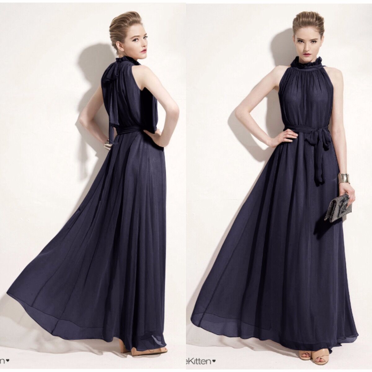 Floor Stand Collar Chiffon Beach Super Dress