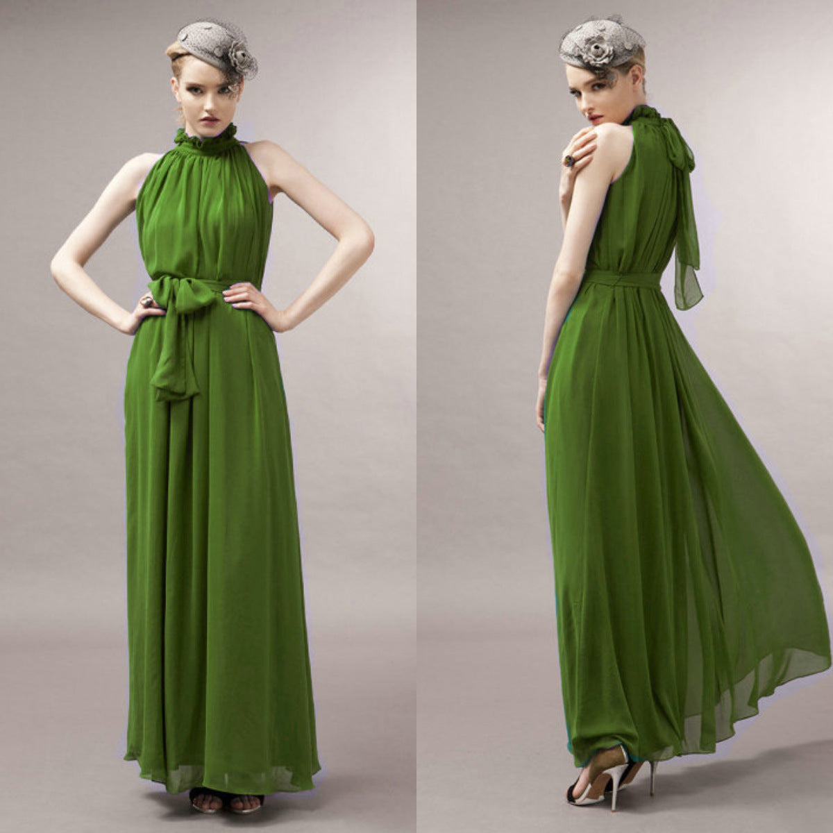 Floor Stand Collar Chiffon Beach Super Dress