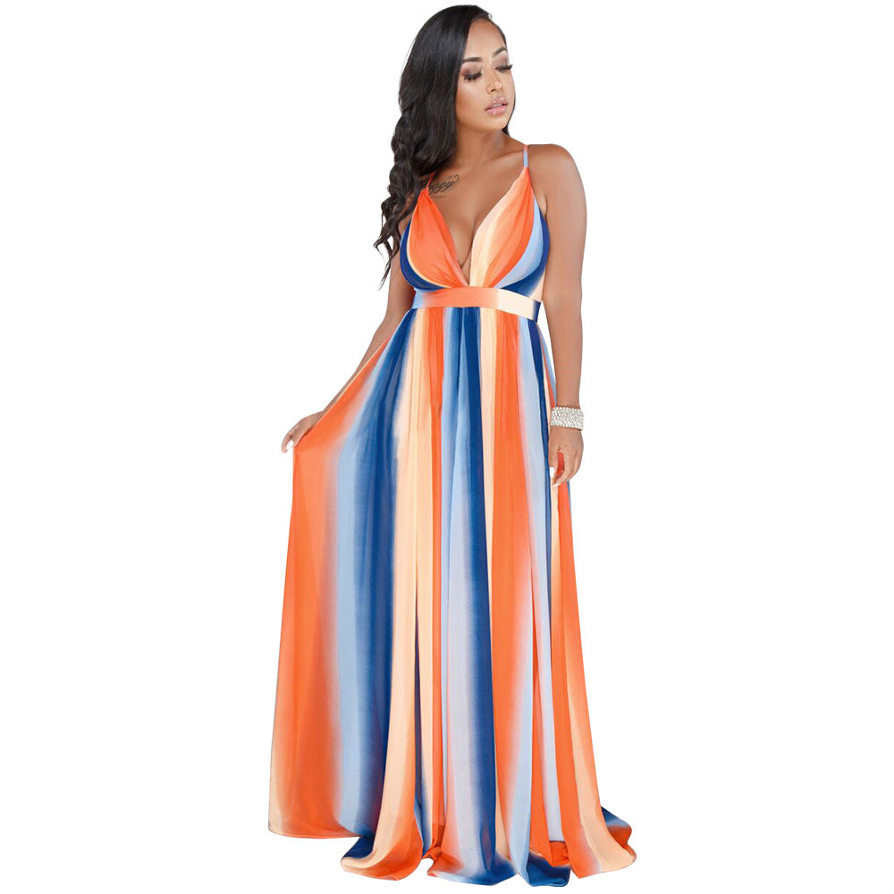Elegant Versatile Casual Deep Backless Chiffon Dress