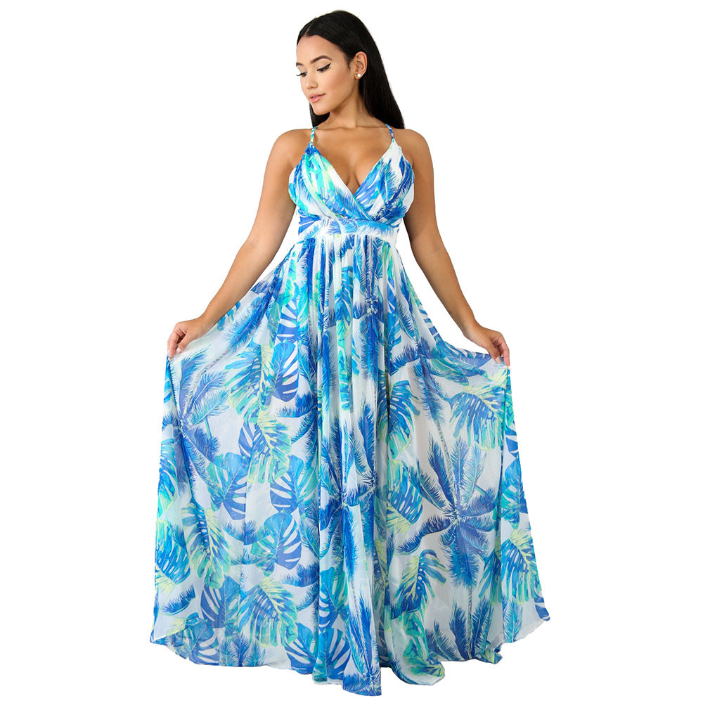 Elegant Versatile Casual Deep Backless Chiffon Dress