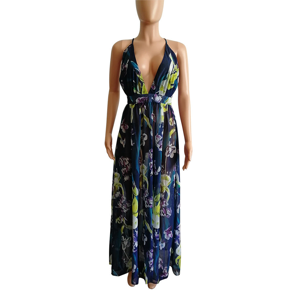 Elegant Versatile Casual Deep Backless Chiffon Dress