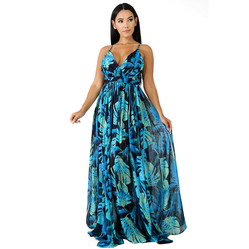 Elegant Versatile Casual Deep Backless Chiffon Dress