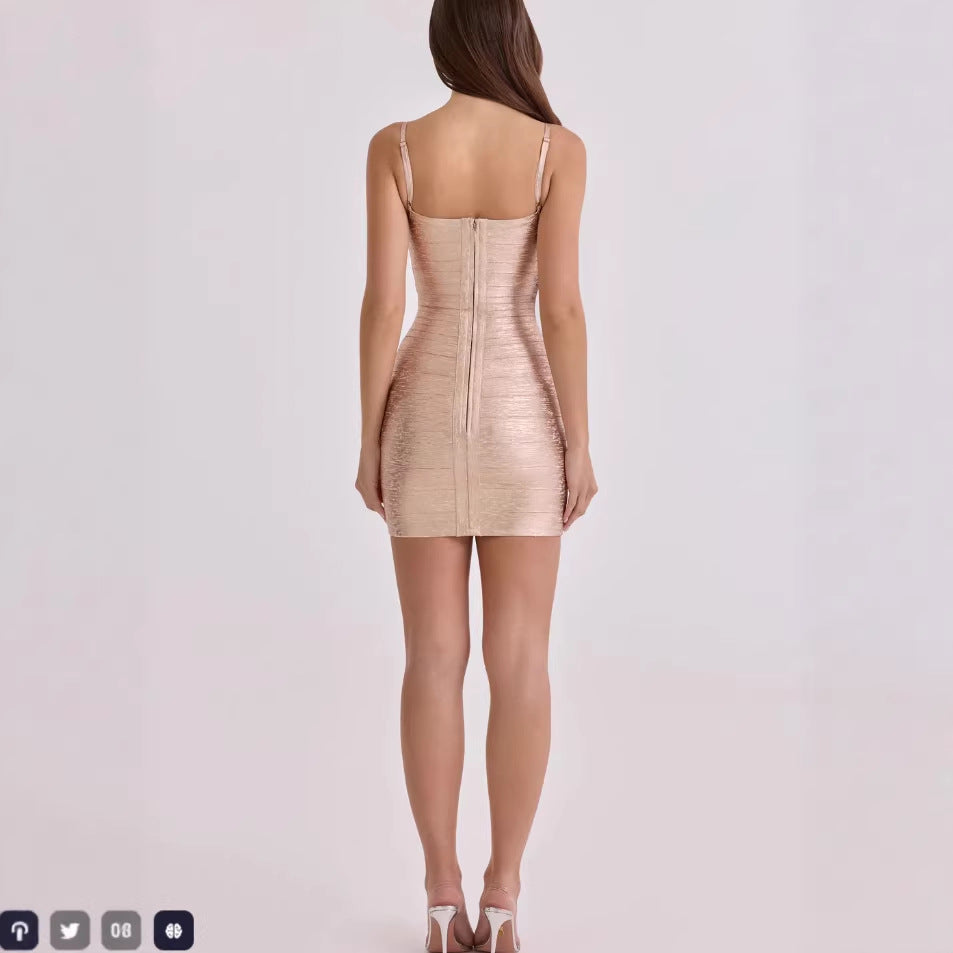 Autumn Retro Fashion Sexy Sheath Backless Sling Dress
