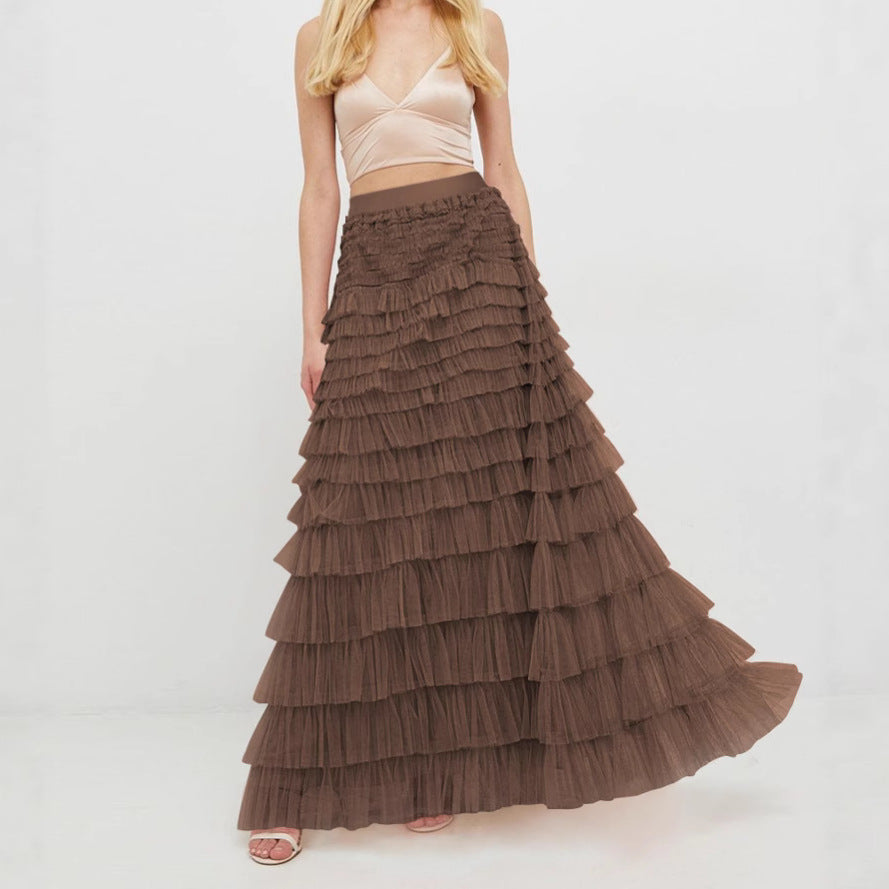 Glamorous Women's Summer Fashion Mesh Tiered Skirt