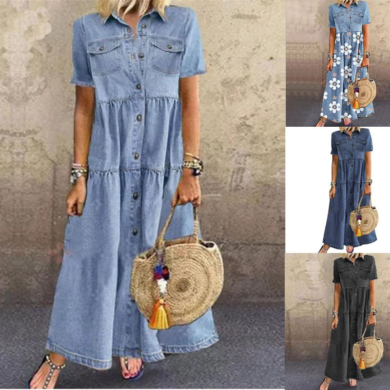 Casual Attractive Denim Style Long Distressed Dress