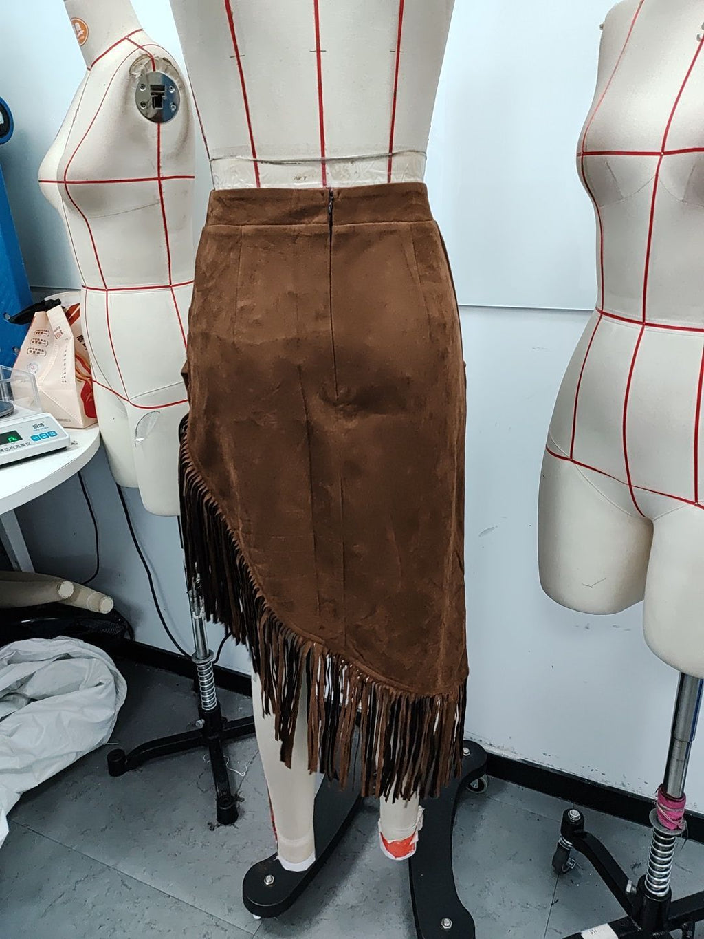 Women's Retro Western Tassel Hem Irregular Suede Skirts