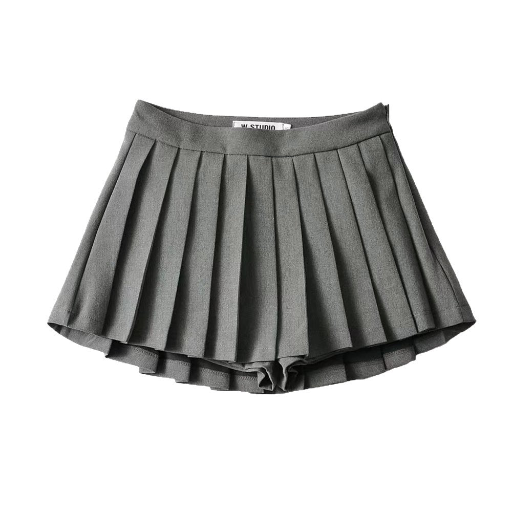 Waist Front Back Long A- Line Pleated With Lining Umbrella Skirt