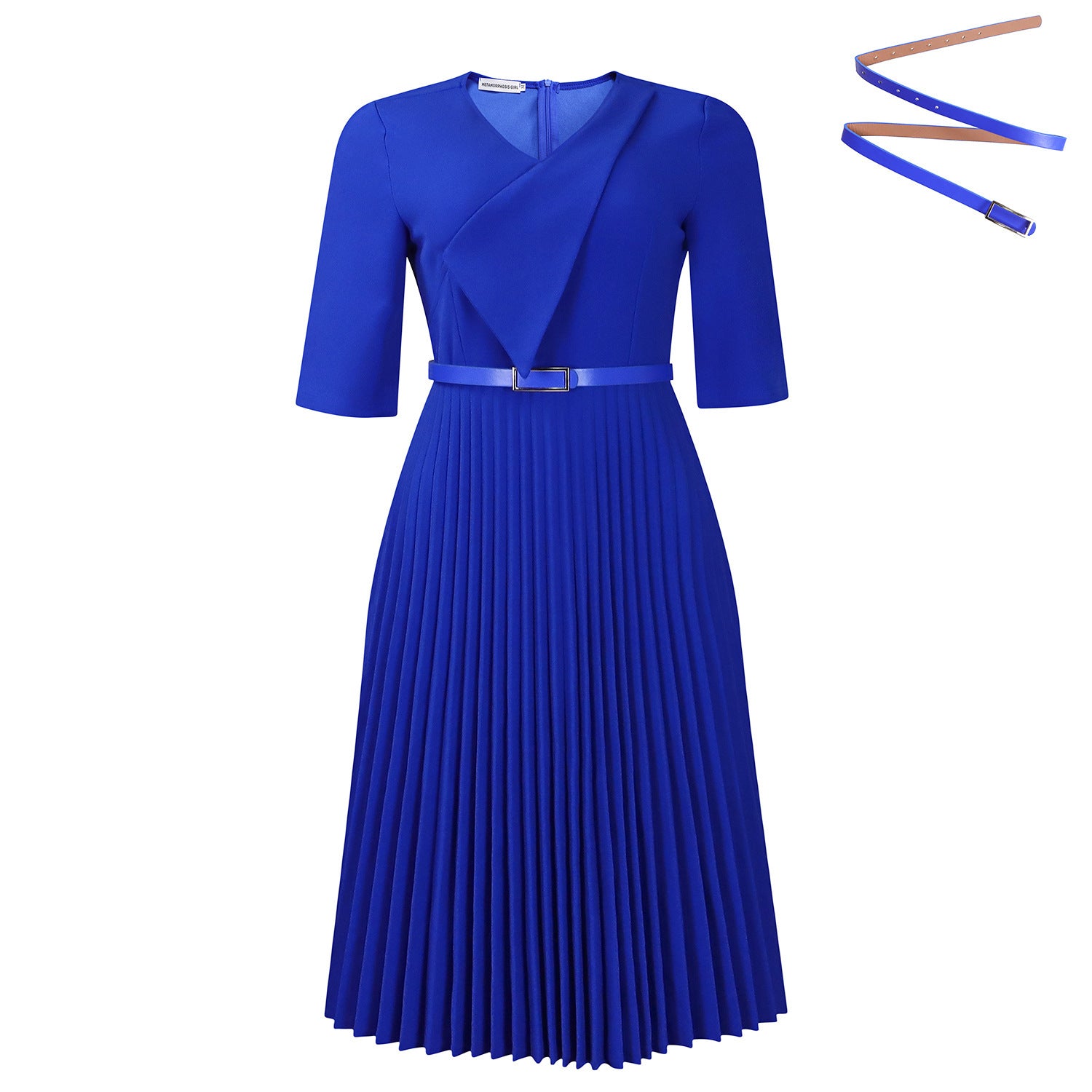 Women's Summer Fashion Elegant Solid Color Pleated Dress