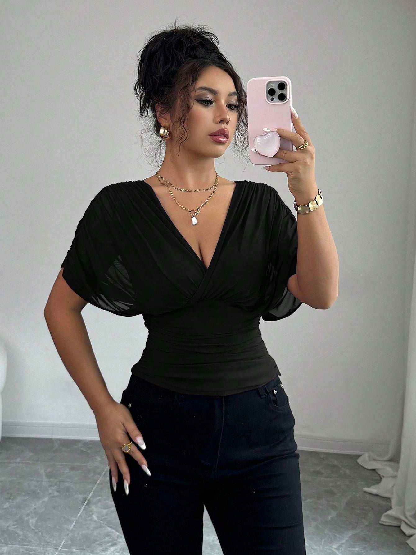 Women's Elegant Hot Solid Color Deep Flying Women's T-shirt