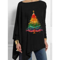 Autumn Irregular Hem Loose Casual Print Batwing Sleeve Bottoming Women's T-shirt