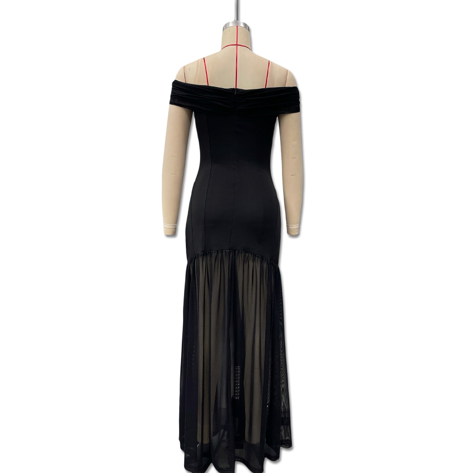 Stylish Elegant Backless Sexy Mesh Stitching Dress