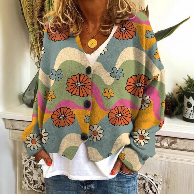 Cool Christmas Abstract Printing Casual Cloak Sweaters