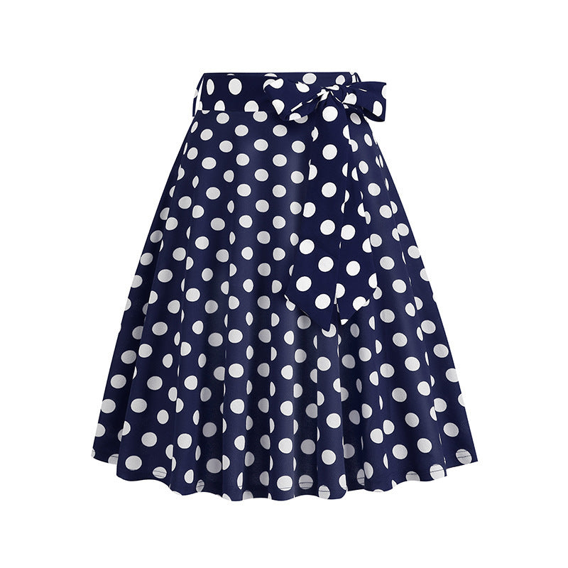Women's Retro Dots Floral Purple Group Belt Skirts