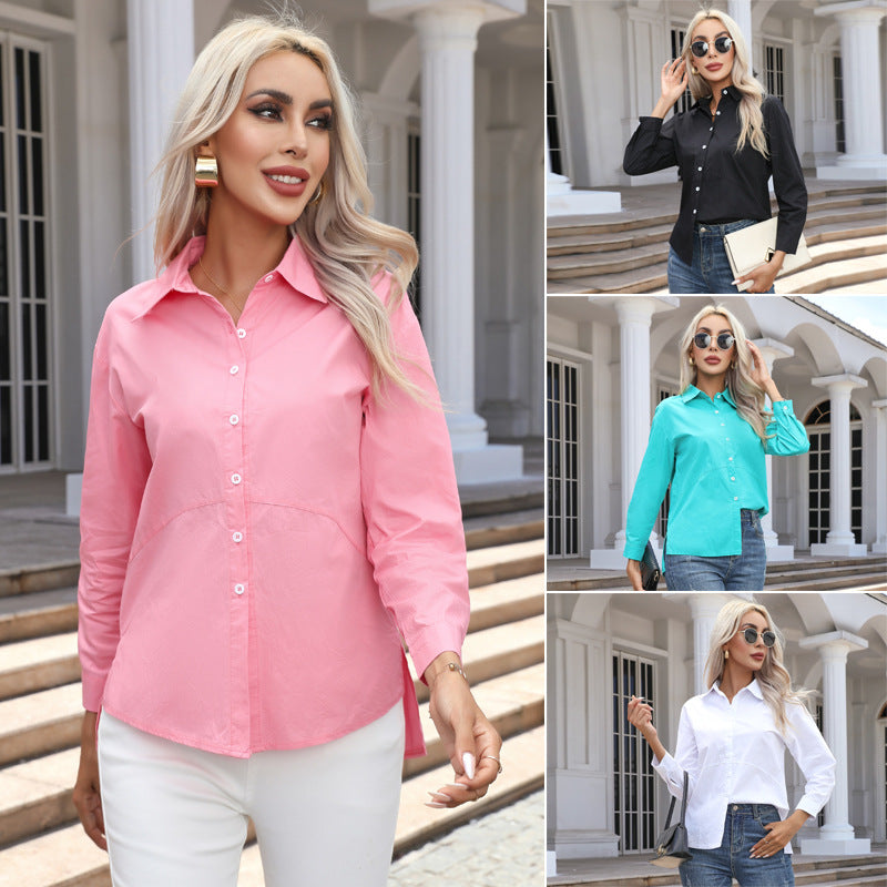 Women's Cotton Casual Long Sleeves Shirt Blouse