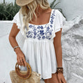 Women's Lace Square Collar Sleeve Embroidered Shirt Cool Blouse