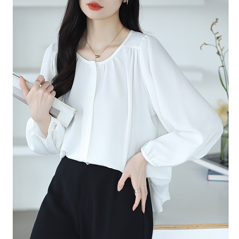 Women's Shirt Large Loose Leisure Slimming Belly Covering Elegant Blouse
