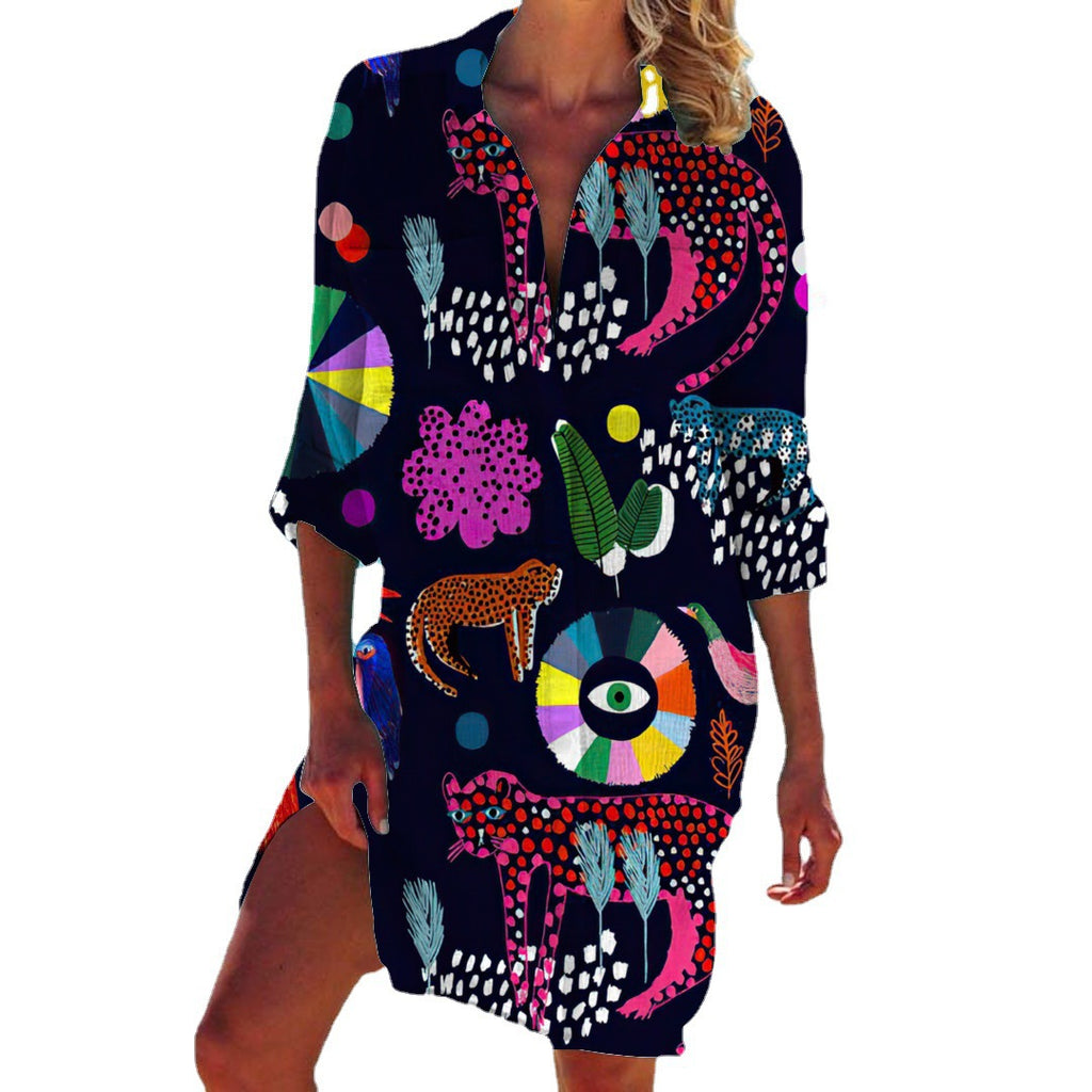Women's Bikini Shirt Swimsuit Clothes Print Holiday Blouse