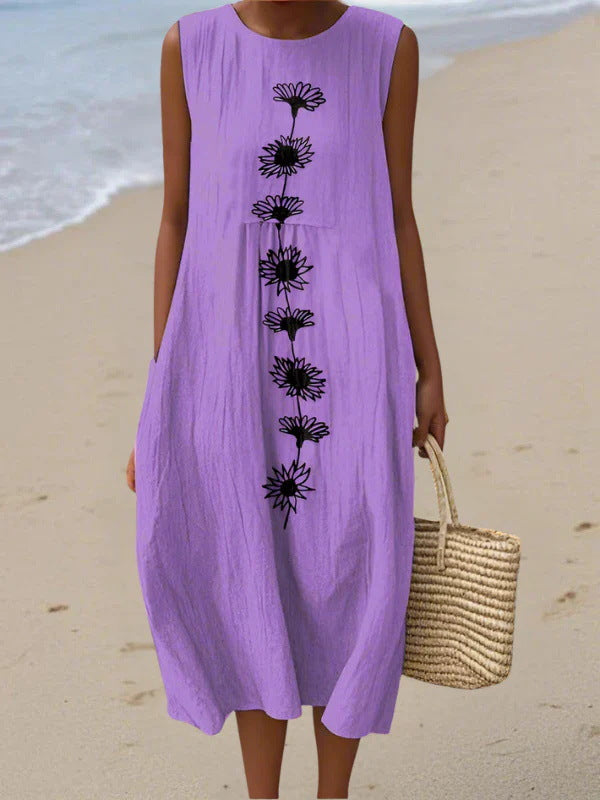 Sleeveless Pleated Large Version Loose-fitting Casual Dress