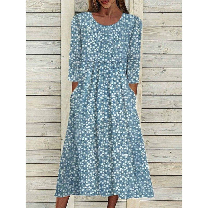 Women's Summer Casual Comfortable Round Neck Printed Dress